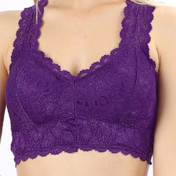 Zenana Outfitters Other - PLUS PURPLE STRETCH LACE BRALETTE HOURGL…